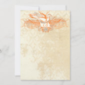 Koraal en grijze  Vlaamse dove bruiloft uitnodigen Kaart (Voorkant)