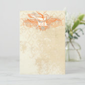 Koraal en grijze  Vlaamse dove bruiloft uitnodigen Kaart (Staand voorkant)