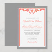 Koraal- en grijze Vlurierbruiloft Kaart (Voorkant / Achterkant)