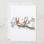 Koraal en grijze  vogels uitgenodigd voor bruiloft kaart (Achterkant)