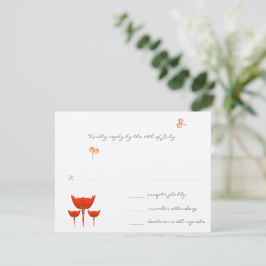 Koraal- en grijze wilde-bloemenweduwen RSVP (Staand voorkant)