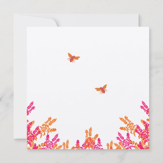 Koraal- en grijze wilde bloemenweduwen save the date (Achterkant)