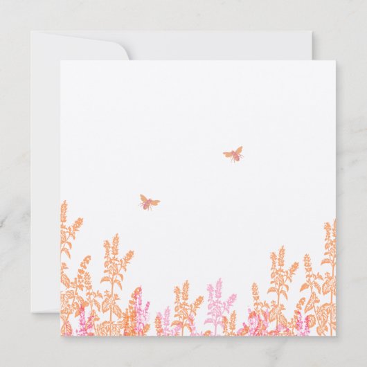 Koraal- en grijze wilde bloemenweduwen save the date (Achterkant)