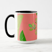 Koraal en Groen Blad Ontwerp Mok (Links)