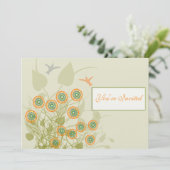 Koraal en groene cirkel Floral Wedding nodigt uit Kaart (Staand voorkant)