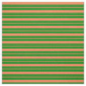 Koraal en groene kleurlijnen stof (Swatch)
