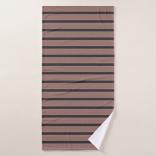 Koraal en houtskool met vijf strippen badhanddoek (Badhanddoek)