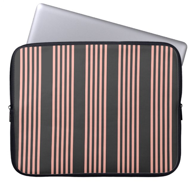 Koraal en houtskool met vijf strippen laptop sleeve (Voorkant)