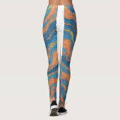koraal- en indigo golven leggings (Achterkant)
