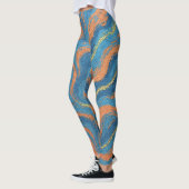 koraal- en indigo golven leggings (Links)