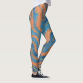 koraal- en indigo golven leggings (Rechts)