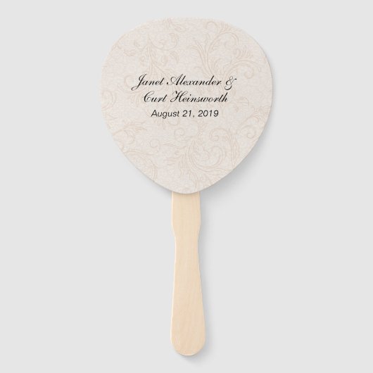 Koraal en Ivoor Bloemen Huwelijk Programma Handwaaier (Achterkant)