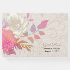 Koraal en Ivoor Bloemige Bruiloft Gastenboek