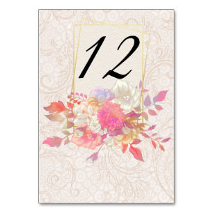 Koraal- en Ivory-Floral Wedding Kaart