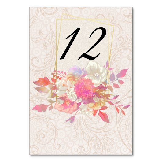 Koraal- en Ivory-Floral Wedding Kaart (Voorkant)