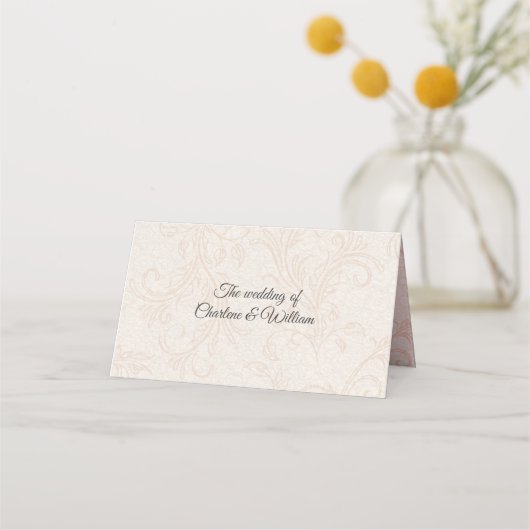 Koraal- en Ivory-Floral Wedding Plaatskaartje (Achterkant)