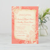 Koraal en Ivory - uitnodiging voor het huwelijk v (Staand voorkant)