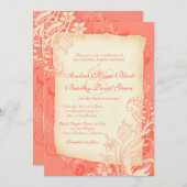 Koraal en Ivory - uitnodiging voor het huwelijk v (Voorkant / Achterkant)