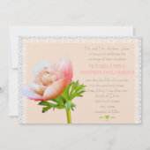 Koraal- en Lace Peony Floral Wedding Kaart (Voorkant)