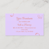 Koraal en Lavendel Chic  met Monogram Visitekaartje (Achterkant)