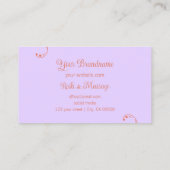 Koraal en Lavendel Sierkronkel  Visitekaartje (Achterkant)