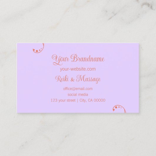 Koraal en Lavendel Sierkronkel  Visitekaartje (Achterkant)