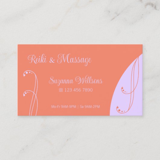 Koraal en Lavendel Sierkronkel  Visitekaartje (Voorkant)