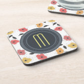 Koraal en Lemon  Floral Pattern Drankjes Onderzetter (Linkerzijde)