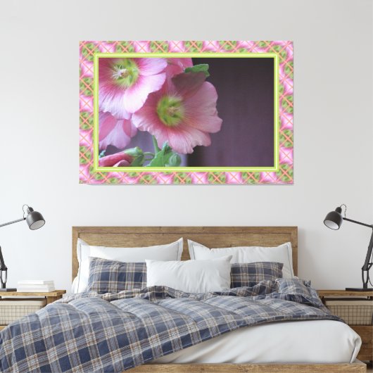 Koraal en limoengroen canvas afdruk (Insitu (Slaapkamer))