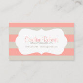 Koraal en linnen moderne strepen en Stippen Contactkaartje (Voorkant)