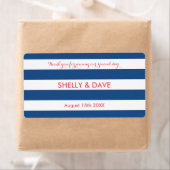 Koraal en marine gestreepte bruiloft water fles la etiket (Insitu)