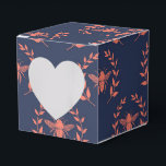 Koraal en marine Koningin Bij patroon Bedankdoosjes<br><div class="desc">Koraal en marineblauw vintage koninklijk koningin bij patroon favorietendoos als aanvulling op de collectie hieronder.</div>