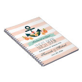 Koraal en Marine Nautical Anker Wedding Gastenboek Notitieboek (Rechterzijde)