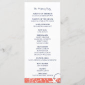 Koraal en marine nautische bruiloft programma programmakaart (Achterkant)