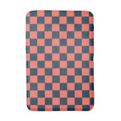 Koraal en marine schaakbordpatroon badmat (Voorkant Verticaal)