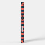 Koraal en marine schaakbordpatroon Case-Mate iPhone case (Achterkant / Rechts)