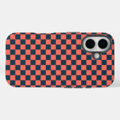 Koraal en marine schaakbordpatroon Case-Mate iPhone case (Achterkant (horizontaal))