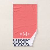 Koraal en marine Trellis Monogram Bad Handdoek (Handdoek)