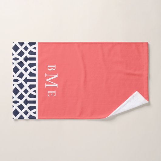 Koraal en marine Trellis Monogram Bad Handdoek (Handdoek)