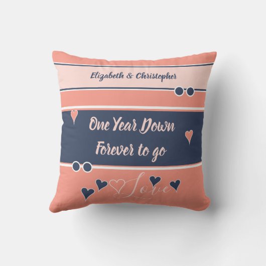 Koraal en marine trouwjubileum met foto kussen (Achterkant)