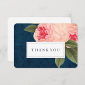 Koraal en marineblauw Shabby Chic Hartelijk dank Bedankkaart (Voorkant / Achterkant)