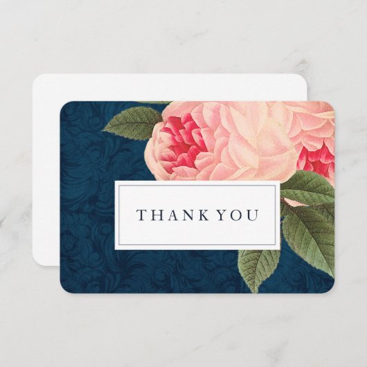 Koraal en marineblauw Shabby Chic Hartelijk dank Bedankkaart (Voorkant / Achterkant)