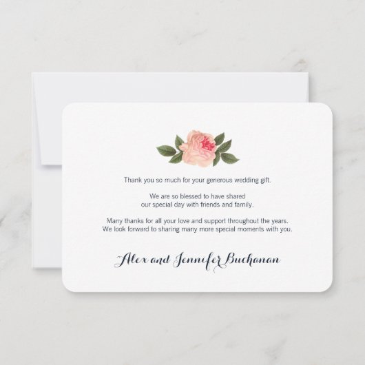 Koraal en marineblauw Shabby Chic Hartelijk dank Bedankkaart (Achterkant)