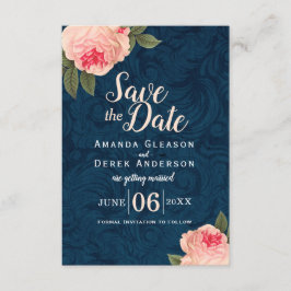 Koraal en marineblauw Shabby Chic Save the Date