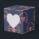 Koraal en marinekoningin bijenpatroon bedankdoosjes<br><div class="desc">Koraal en marineblauw vintage koninklijk bijenpatroon favorietendoos om de onderstaande collectie aan te vullen.</div>