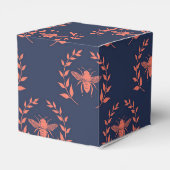 Koraal en marinekoningin bijenpatroon bedankdoosjes (Achterkant)