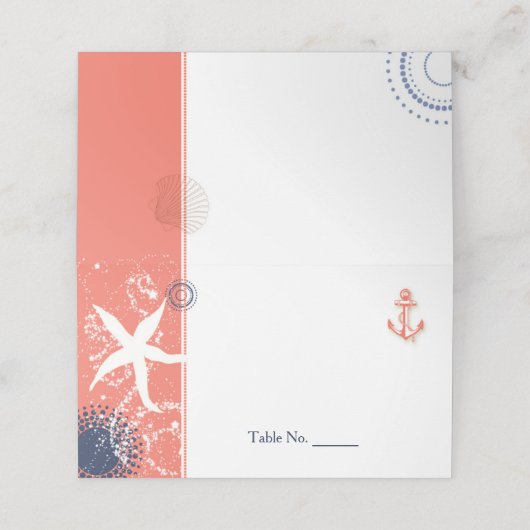 Koraal- en marinesurnbruinbruinhuwelijken plaatskaartje (Buitenkant ongevouwen)