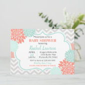 Koraal en Mint Blooms Floral Baby shower Kaart (Staand voorkant)