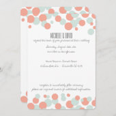 Koraal en Mint Bubbles Confetti Wedding Kaart (Voorkant / Achterkant)