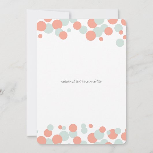 Koraal en Mint Bubbles Confetti Wedding Kaart (Achterkant)